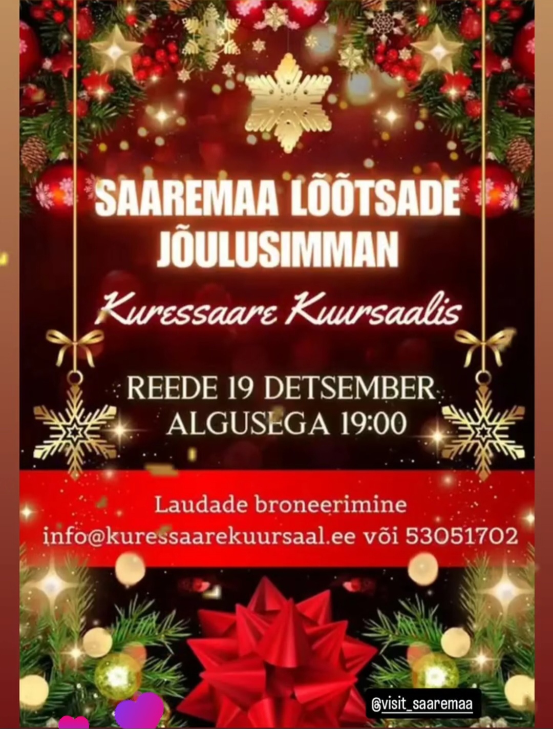 Lõõtsade jõulusimmani pidu Kuressaare kuursaalis